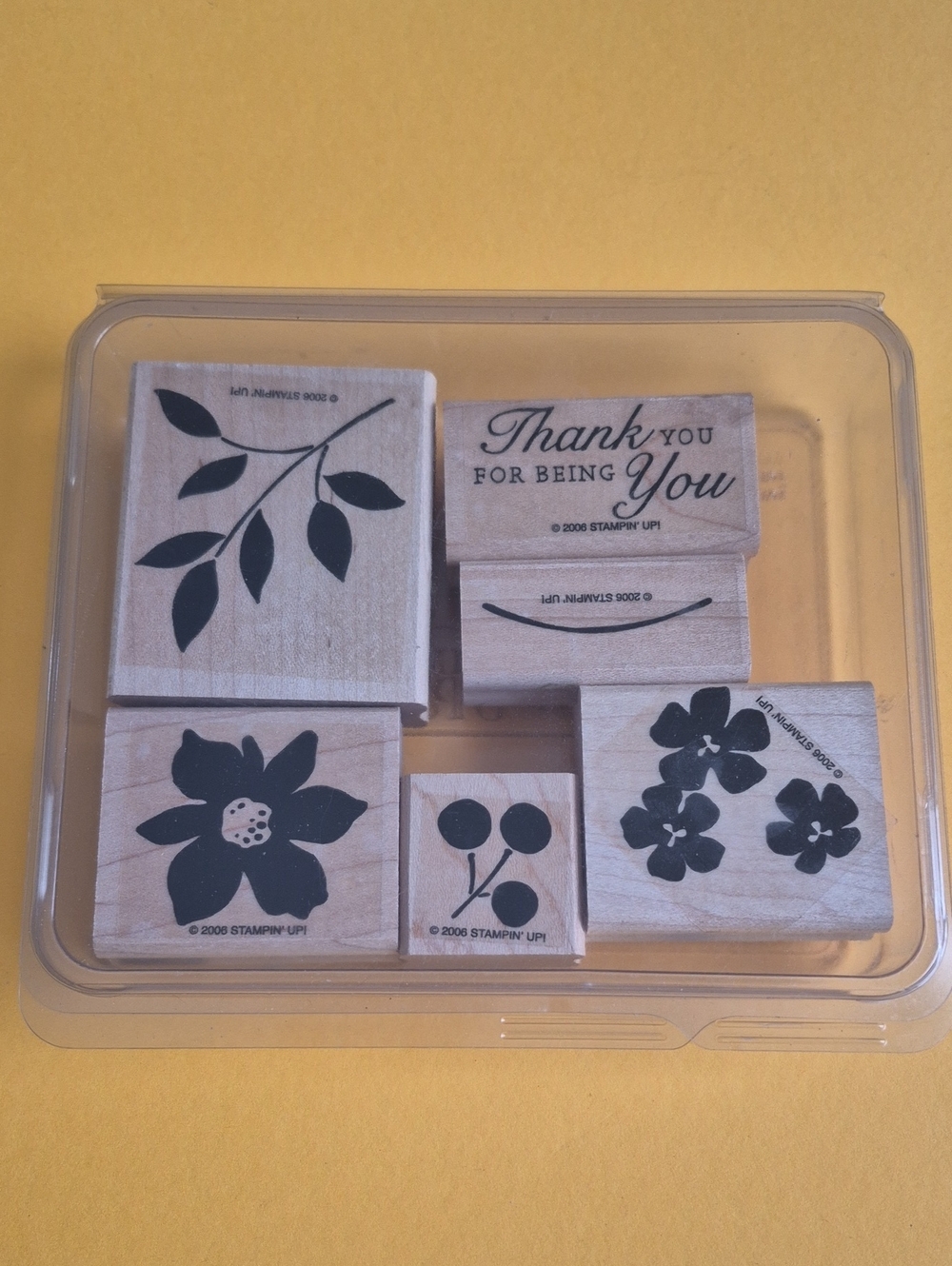 Stampin' Up! Wooden Floral Rubber Stamp Set in Black and Natural
